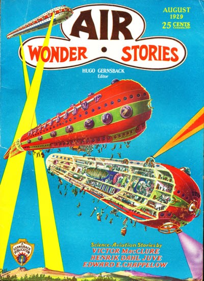 Cutaway Aerial Battleships, Air Wonder Stories August 1929 Cover