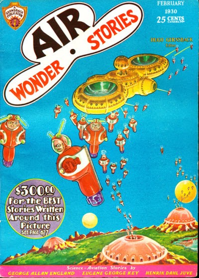 Air Wonder Stories Feb 1930 — Flying Saucer Army Raids Futuristic Domed City