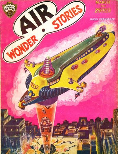 Air Wonder Stories March 1930 — Death Ray Flying Fortress Attacks City