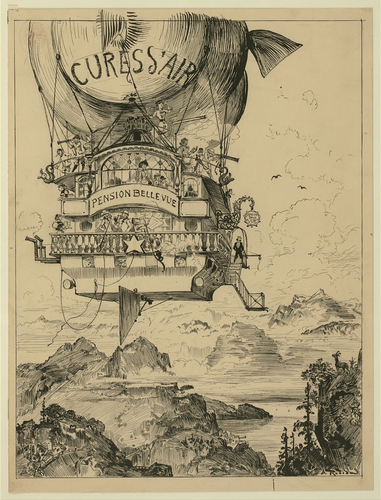 Albert Robida's Flying Hotel 'Pension Belle Vue' — Cure s'Air Airship