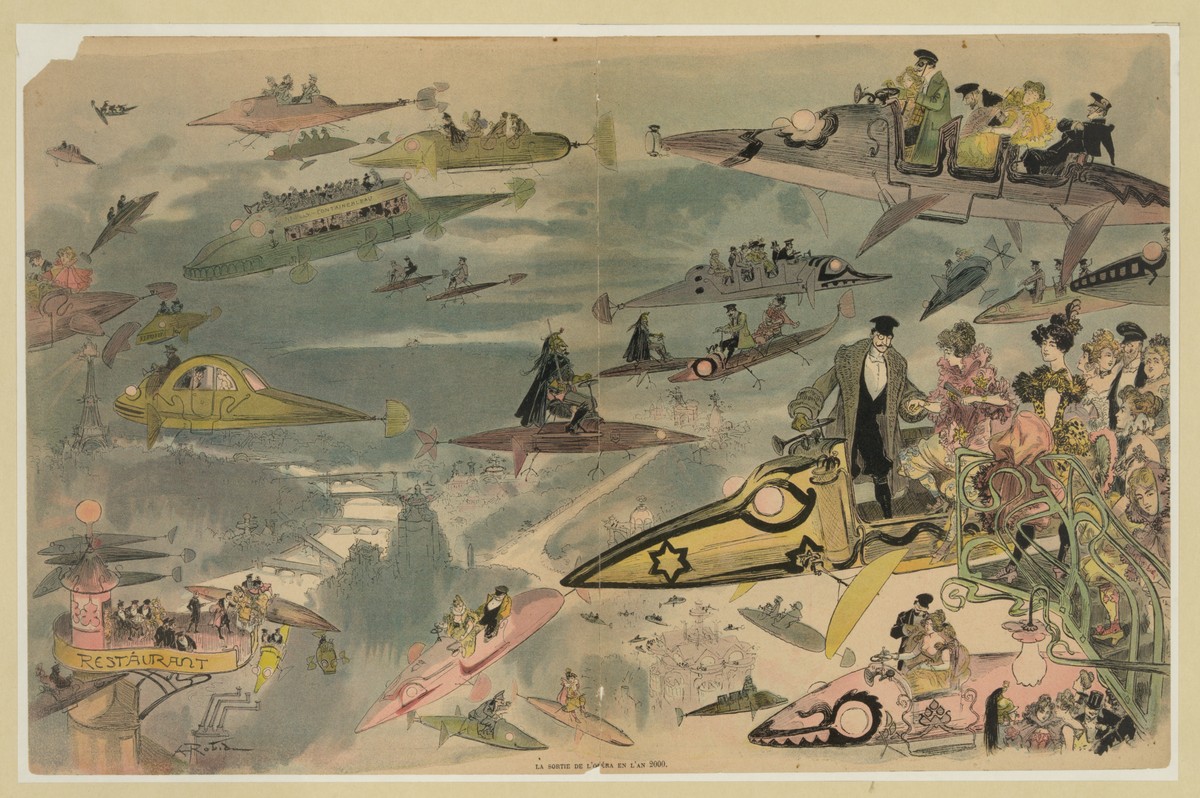 Albert Robida's 'La Sortie de l'Opéra en l'An 2000' – Aerial Paris