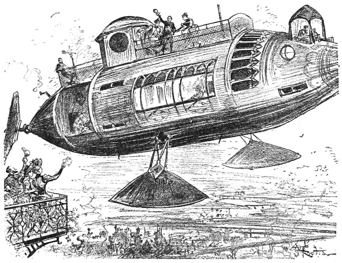 Albert Robida's Electric Airship — La Vie Électrique, 1890