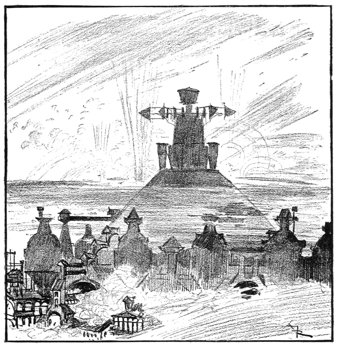 Albert Robida's Electric City Under Siege — La Vie Électrique, 1892