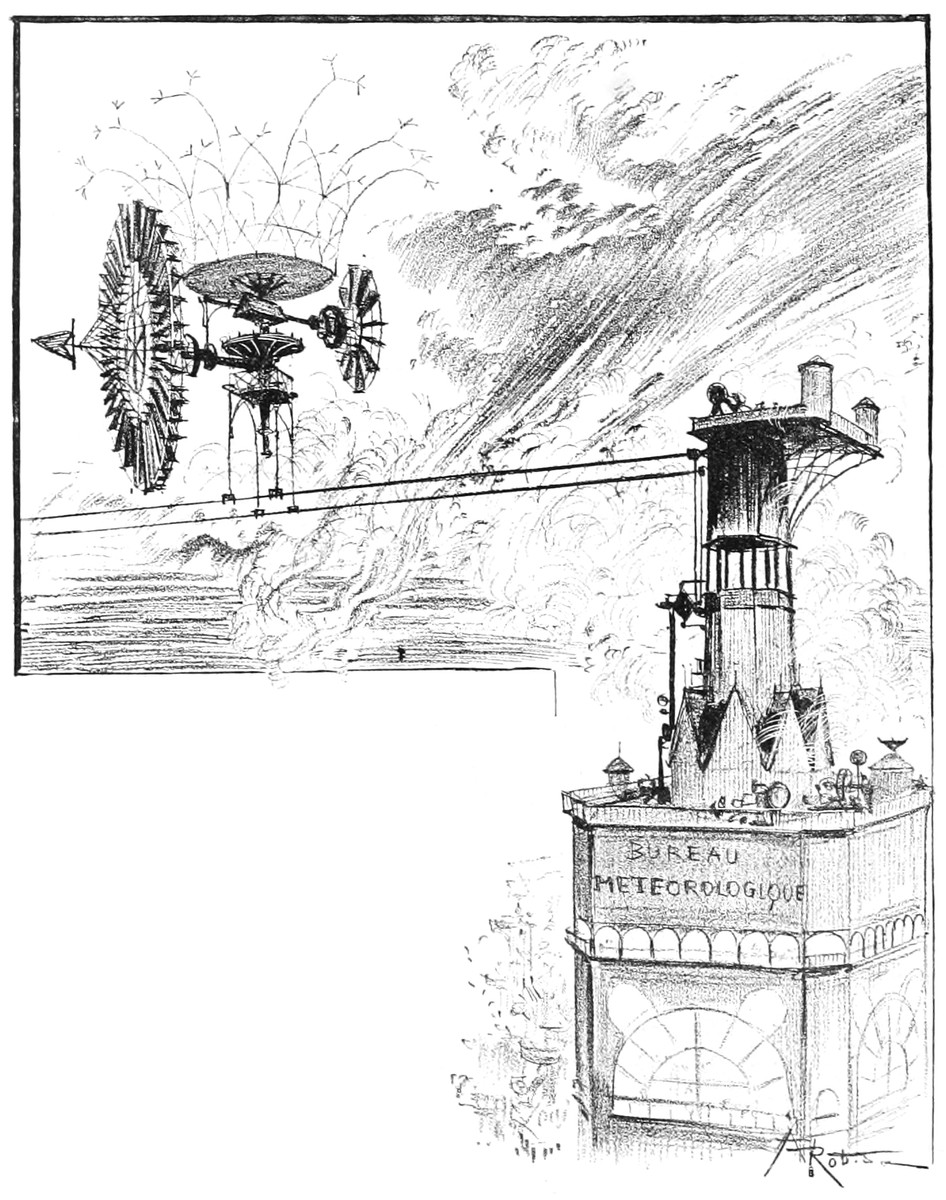 Albert Robida's Bureau Météorologique — La Vie Électrique, c.1890