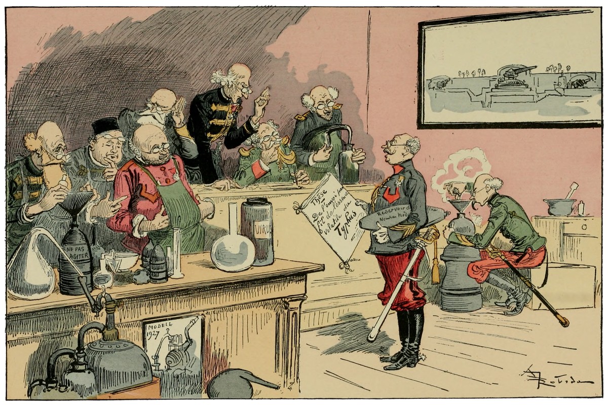 Albert Robida's Military Science Lab, La Vie Électrique c.1890s