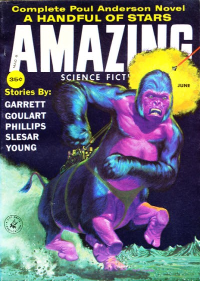 Giant Blue Gorilla Rampages: Amazing Science Fiction June 1959