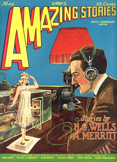 Amazing Stories May 1927 — Televised Woman Teleportation Cover