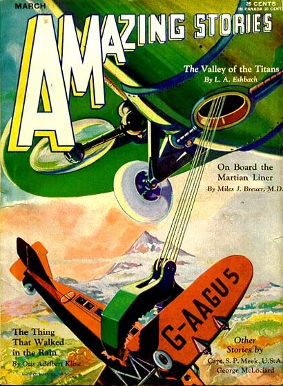 Amazing Stories March 1931 – Aerial Combat Over the Alps Cover Art