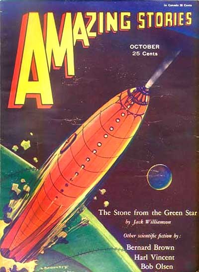 Amazing Stories Oct 1931 – Streamlined Rocket Escaping Alien Planet