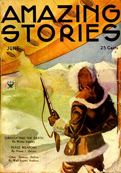 Arctic Gunman vs. Flying Machine — Amazing Stories June 1934