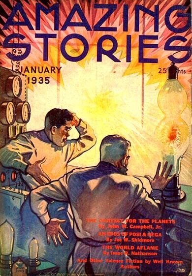 Laboratory Explosion Terror, Amazing Stories January 1935 Cover