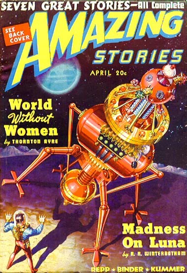 Spider-Legged Lunar Machine, Amazing Stories April 1939 – Madness on Luna