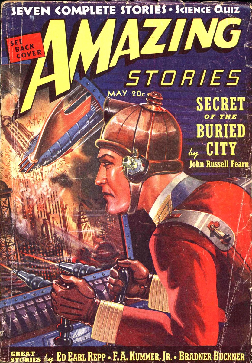 Amazing Stories May 1939 – Secret of the Buried City, Urban Destruction Cover
