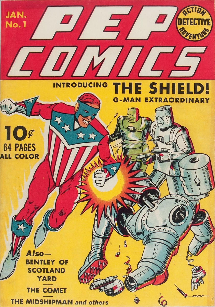 Pep Comics #1: The Shield Battles Robots, Archie Comics 1940