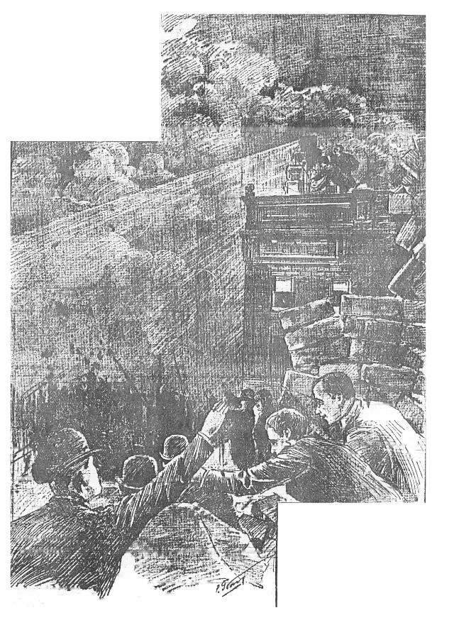 H.G. Wells War of the Worlds: Crowd Flees Martian Heat-Ray, c.1906