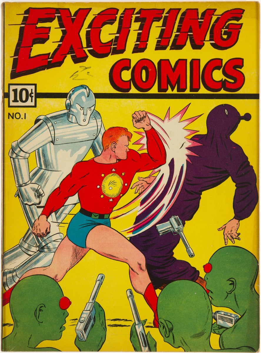 Exciting Comics No. 1 – Robot, Hero & Green Aliens Brawl, 1940