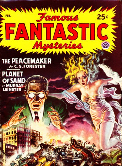 Famous Fantastic Mysteries Feb Issue: The Peacemaker Cover Art, 1940s