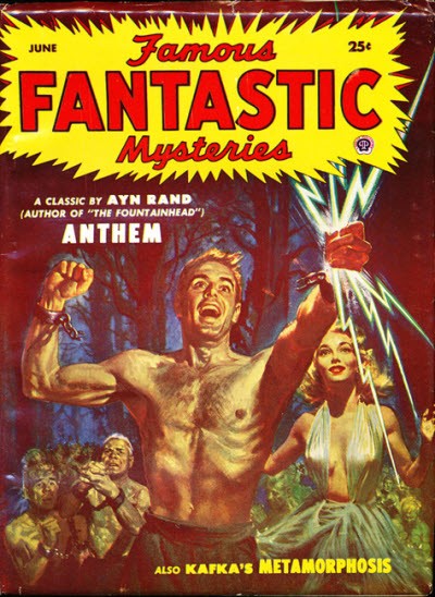 Famous Fantastic Mysteries June 1953: Ayn Rand's Anthem Cover Art