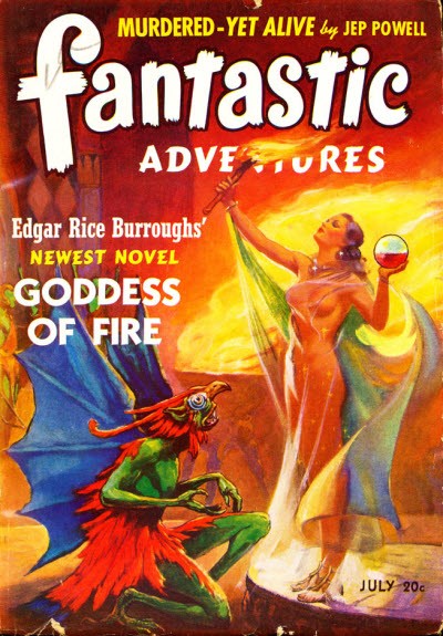 ERB's Goddess of Fire: Fantastic Adventures July 1940 Pulp Cover