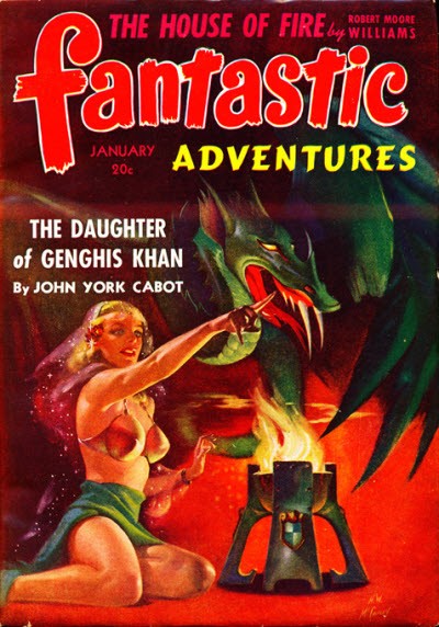 Fantastic Adventures Jan 1940s: Daughter of Genghis Khan Dragon Menace Cover