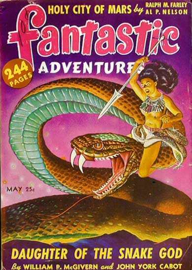 Daughter of the Snake God — Fantastic Adventures May 1942 Pulp Cover