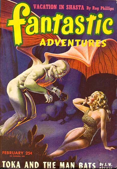 Man-Bat Menaces Jungle Girl — Fantastic Adventures February 1947