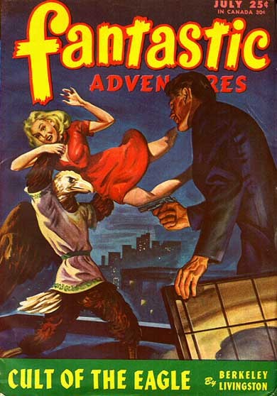 Fantastic Adventures July — Cult of the Eagle Rooftop Menace Cover