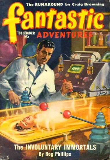 Fantastic Adventures Dec 1949 'Involuntary Immortals' Mad Scientist Lab Cover