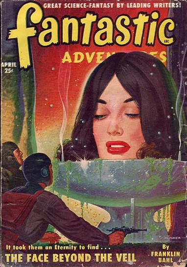 Fantastic Adventures April 1950 'The Face Beyond the Veil' Giant Visage Cover