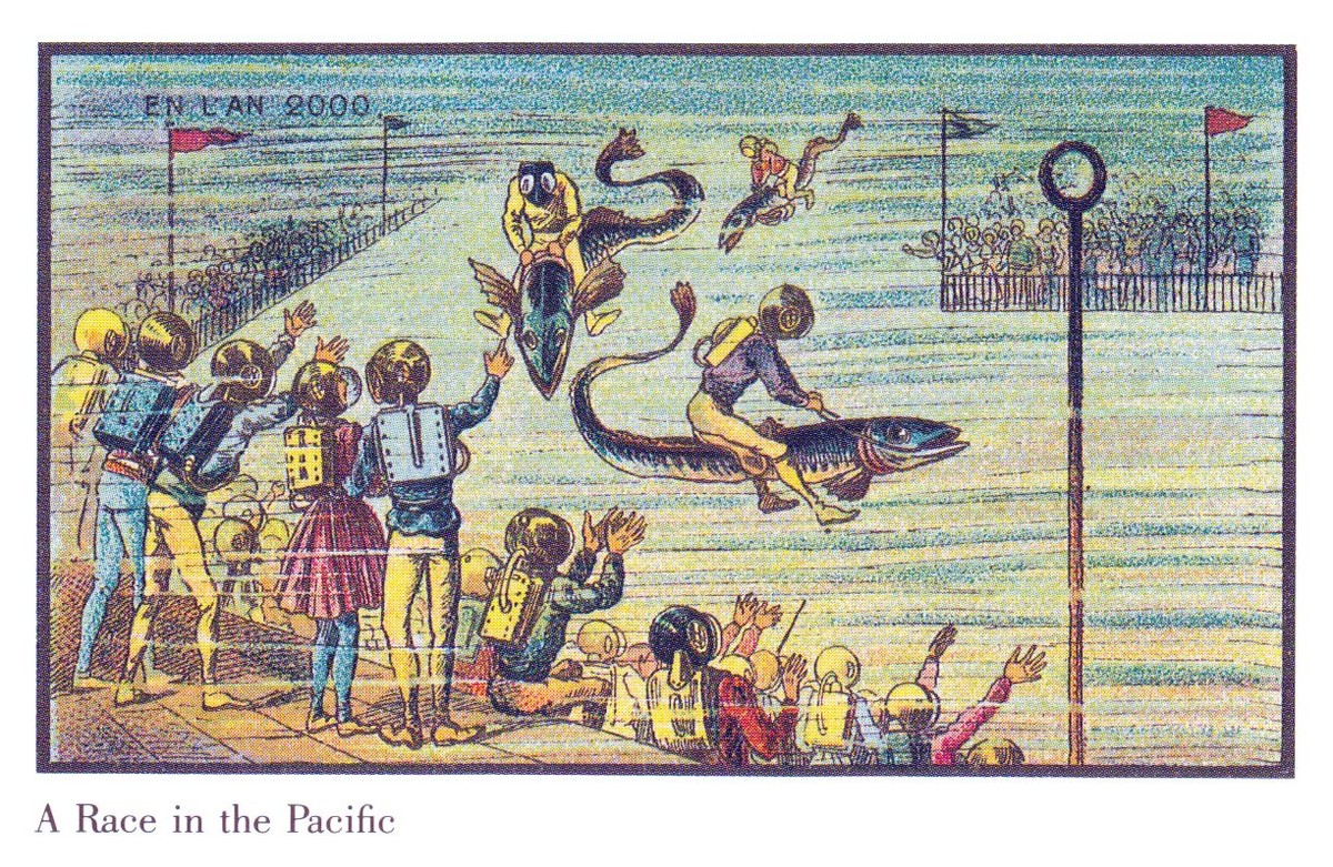 En L'An 2000: Underwater Fish Race in the Pacific, French Futurist Card