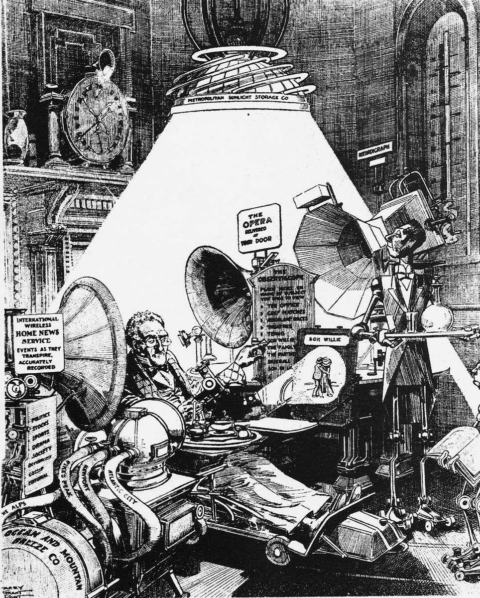 Retro-Futurist Home Technology Satire, circa 1906 Edwardian Cartoon
