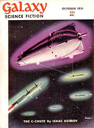 Galaxy Science Fiction Oct 1951 — Asimov's C-Chute Space Fleet Cover