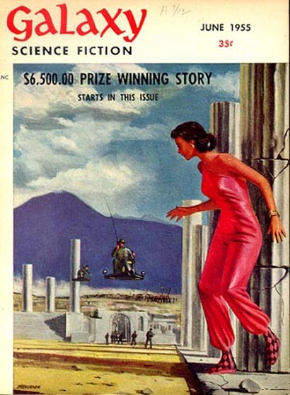 Giant Woman Surveys Ruined City, Galaxy Science Fiction June 1955