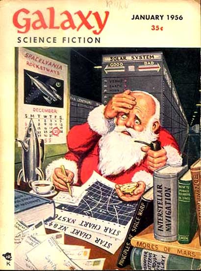 Santa Claus Lost in Space: Galaxy Science Fiction January 1956 Cover