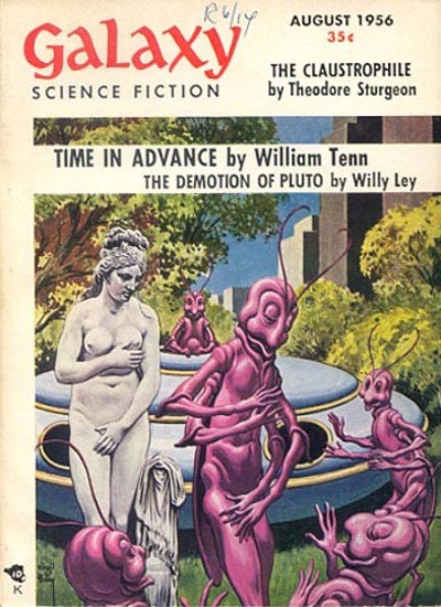 Pink Insectoid Aliens Examine Venus de Milo, Galaxy Science Fiction Aug 1956