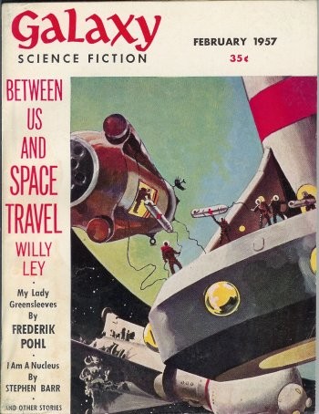 Galaxy Science Fiction Feb 1957 – Orbital Docking Spacewalk Cover