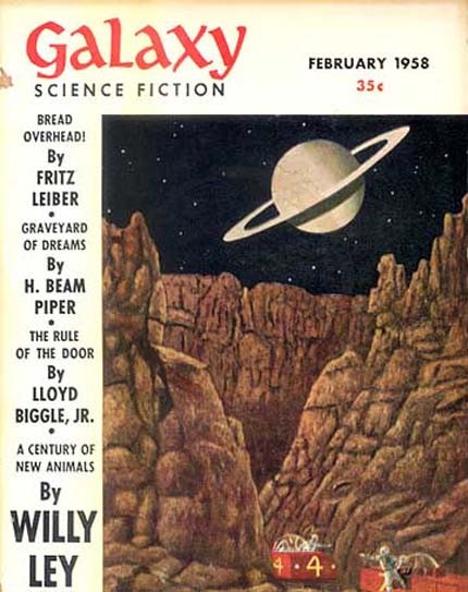 Saturn Rising Over Rocky Canyon, Galaxy Science Fiction Cover, February 1958