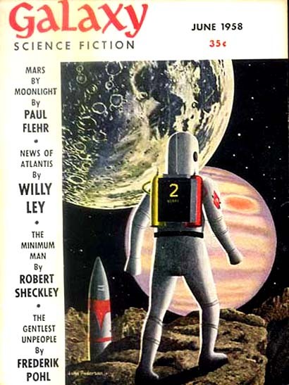 Galaxy Science Fiction June 1958 – Astronaut on Rocky Planet, Jupiter Rising