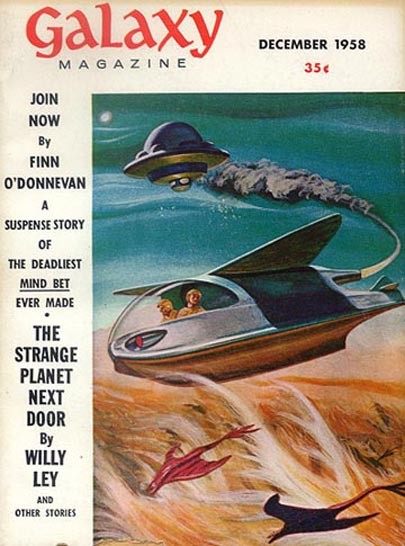 Galaxy Magazine Dec 1958: Flying Saucer Chase Over Alien Terrain