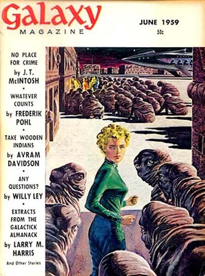 Alien Crowd Encounter: Galaxy Magazine Cover, June 1959