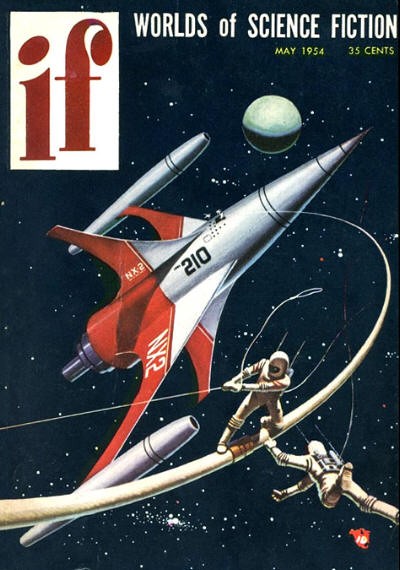 Spacewalking Astronauts Tethered to Rocket NX-210 — If Magazine May 1954