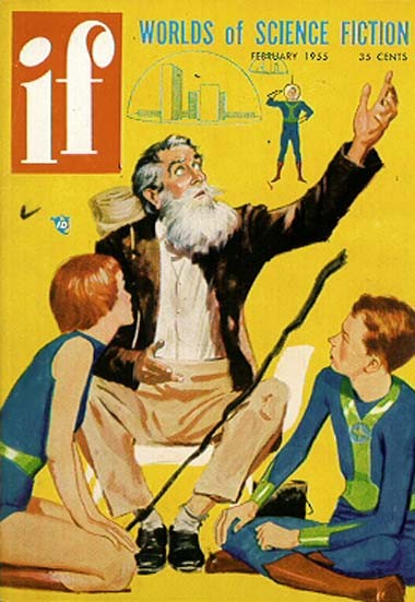 IF Worlds of Science Fiction Feb 1955 — Wise Elder Points to Future City