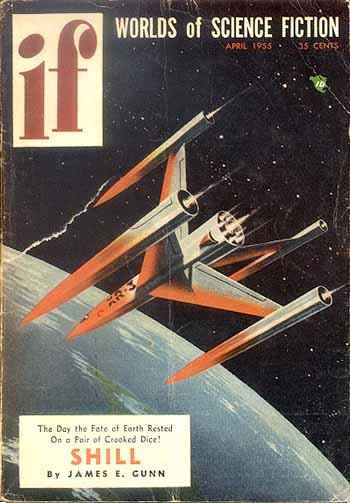 IF Worlds of Science Fiction April 1955 — X-Wing Spacecraft in Orbit