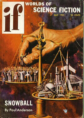 Scales of Civilization vs. Technology, IF Magazine Cover May 1955