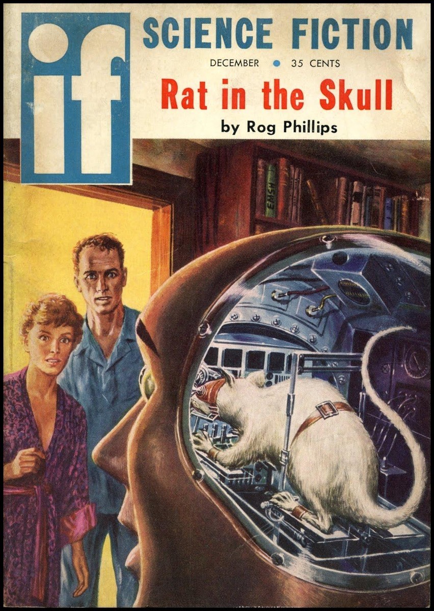 IF Science Fiction Dec 1956 — 'Rat in the Skull' by Rog Phillips Cover Art