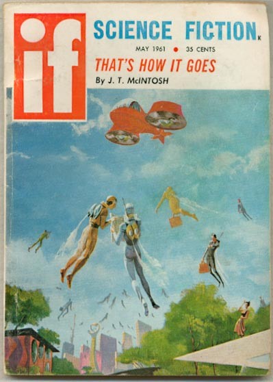If Science Fiction May 1961 — Personal Jetpack Commuters Over Future City