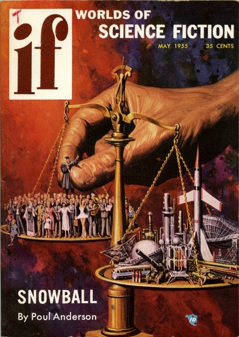 Humanity vs. Technology: If Worlds of Science Fiction May 1955 Cover