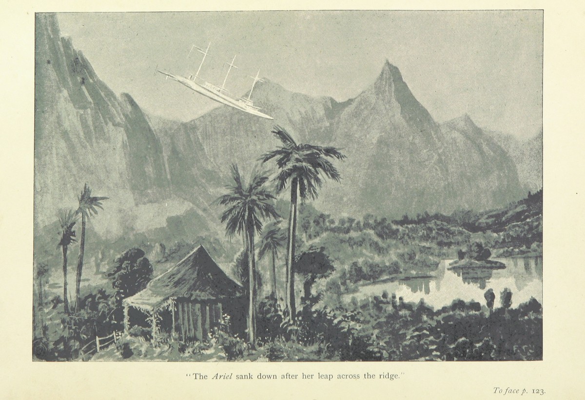 The Ariel Flying Ship Leaps the Ridge — Robur the Conqueror, Jules Verne