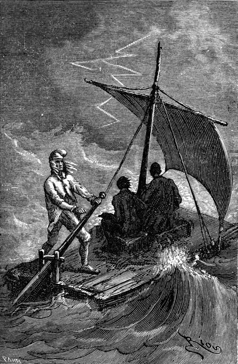Storm at Sea on a Raft — Édouard Riou, Journey to the Center of the Earth