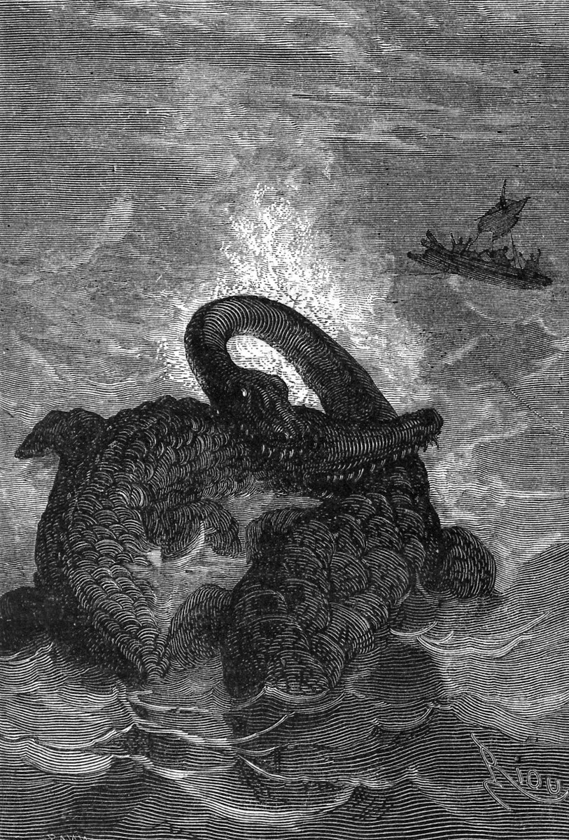 Édouard Riou's Giant Serpent Attack — Jules Verne's Journey to the Center of the Earth